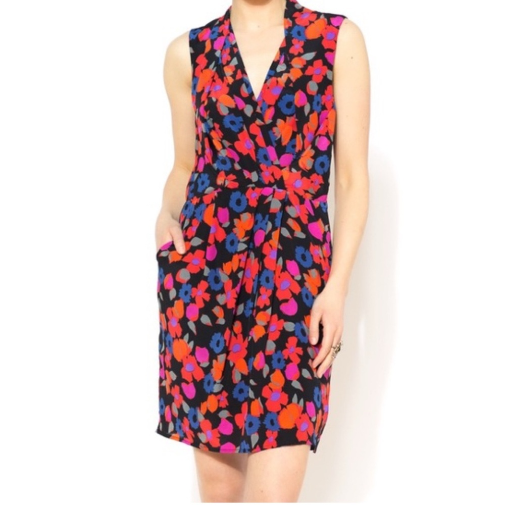 Flattering Fall Floral - NWT Greylin floral faux wrap dress. Size M.